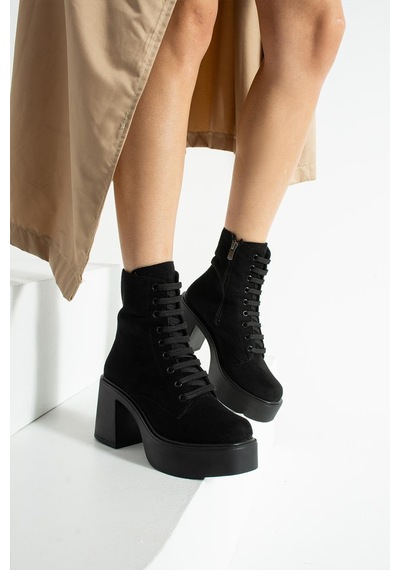 Dabab Shoes Melvıan Kadın Siyah Lüks Süet Bağcıklı Fermuarlı İçi Kürklü 8 Cm Kalın Topuklu 3 Cm Platform Bot Bootie Siyah Süet Dabab Shoes Melvıan Kadın Siyah Lüks Süet Bağcıklı Fermuarlı İçi Kürklü 8 Cm Kalın Topuklu 3 Cm Platform Bot Bootie Siyah Süet