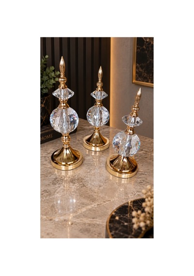 Kristal Detaylı Metal Gövdeli Dekoratif Aksesuar Sarı