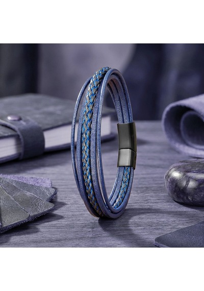Moncuk Design Mavi Siyah Çoklu Deri Bileklik Zamak Kilit 33513b2d7z Açık Mavi