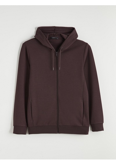 Lcwaıkıkı Basic Mürdüm Kapüşonlu Erkek Fermuarlı Sweatshirt