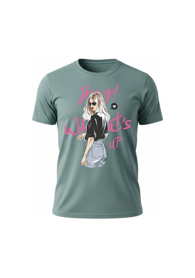 Urbantrendstore Unisex Genç Kız Whats Up Oversize Fit Rahat Geniş Salaş T-shirt Günlük Tişört Mint