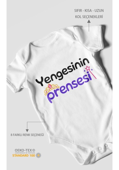 Morivokids Yengesinin Prensesi Kısa Kollu Bebek Body %100 Pamuk Beyaz
