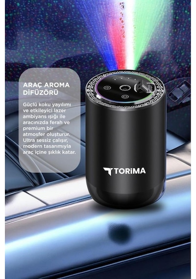 Torima Tcf-04 Araç İçi Hava Nemlendirici & Hareket Algılamalı Koku Makinesi Ebony Agarwood Esansı Aromaterapi Difüzör Araç Kokusu