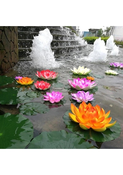 Yapay Çiçek Nilüfer Köpük Lotus Havuz Ve Akvaryum Dekoru 6Adet