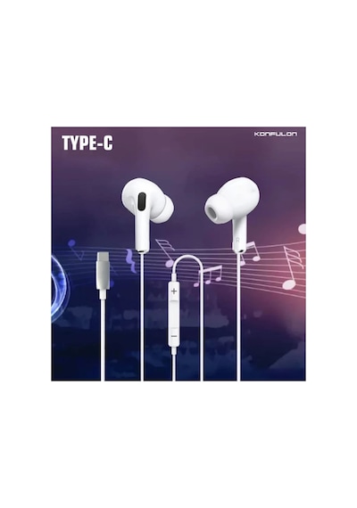 Konfulon Ina16 Type-c Kablolu Kulak İçi Kulaklık - Beyaz