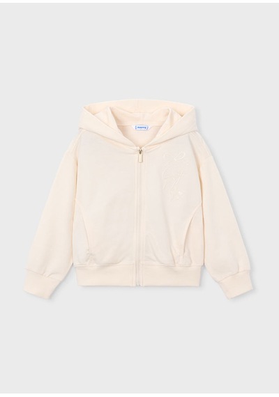 Kız Çocuk Fermuarlı Kapüşonlu Sweatshirt 3457 Krem