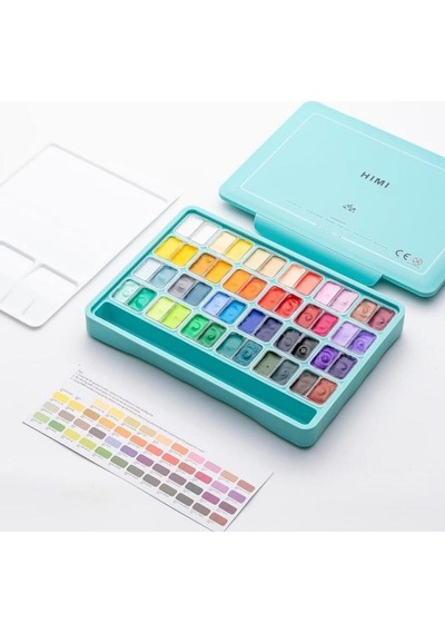 Hımı Twin Cup Gouache Set 48 Renk X 12 Gr Guaj Boya Green Case Karışık Renkli