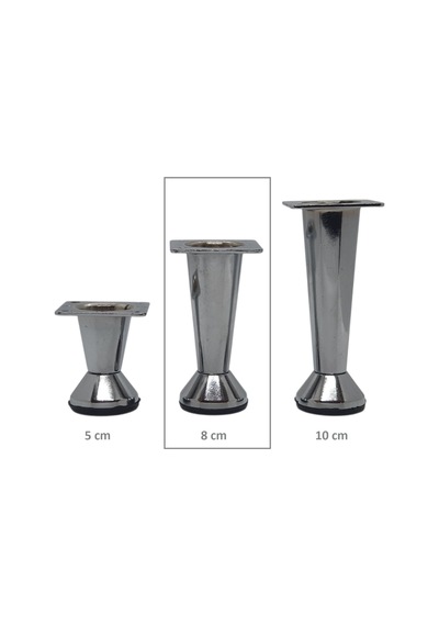 Adilon Konik Ayak, Zamak, Krom, 8 cm, Dolap, Mobilya, Puf Ayağı