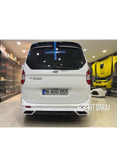 Kit Garaj Ford Tourneo Courier 2014-2023 Egzoz Görünümlü Boyasız Mat Siyah Arka Ek Plastik