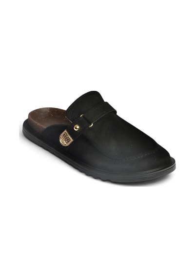 Fox Shoes Z250525202 Siyah Süet Önü Kapalı Kadın Terlik