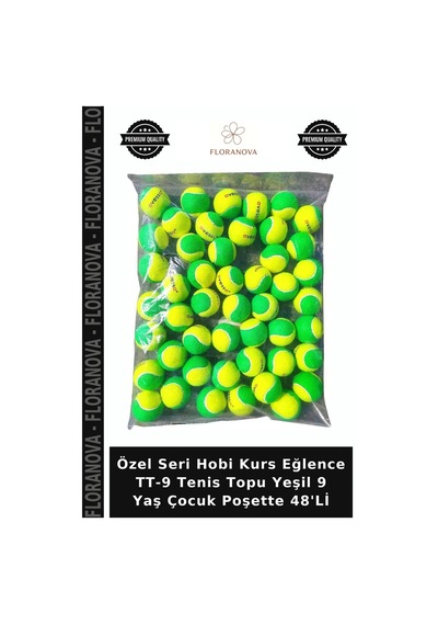 Özel Seri Hobi Kurs Eğlence Tt-9 Tenis Topu Yeşil 9 Yaş Çocuk Poşette 48'li