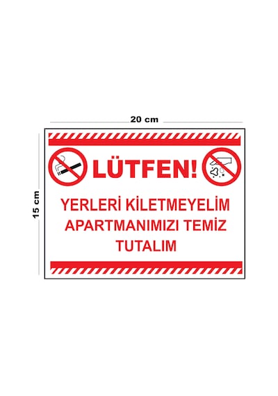 Metal Yerleri Kirletmeyelim Apartmanımızı Temiz Tutalım 15cm X 20cm Uyarı Levhası Yönlendirme Tabela