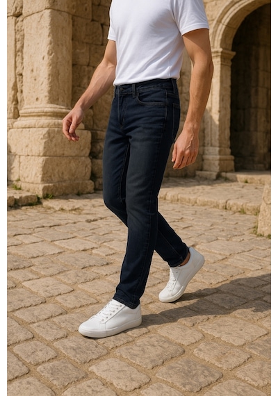 Cedy Denim Xcedy Premium Yüksek Kalite Erkek Klasik 5 Cep Yüksek Bel Regularfit Esnek Boru Paça Pantolon Lacıvert