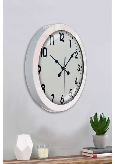 36 Cm Beyaz Metal Standart Duvar Saati