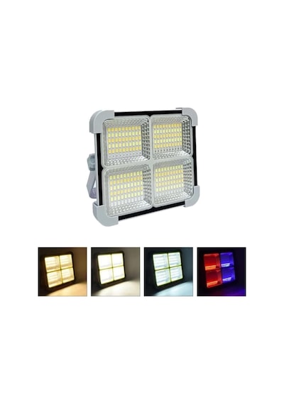 Lexroo Seyyar Solar Led Projektör Gri Renk Cata 200w Güneş Enerjili Portatif Led Işık Taşınabilir