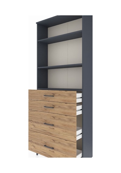 Arges Dolap 3 Raflı 4 Çekmeceli 88x30x221 Antrasit-çam Antrasit