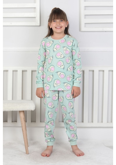 Cute Avocado Desenli Kız Çocuk Pijama Takımı Yeşil
