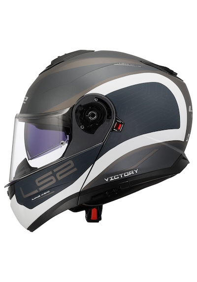 Ls2 Strobe 2 Victory Çene Açılır Motosiklet Kaskı Mat Gri - Mavi - Kum