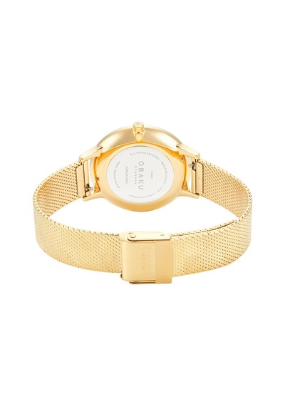 Obaku Denmark V295lxgwhg Quartz Çelik Hasır Altın Rengi Beyaz Kadran 34 Mm Kadın Kol Saati