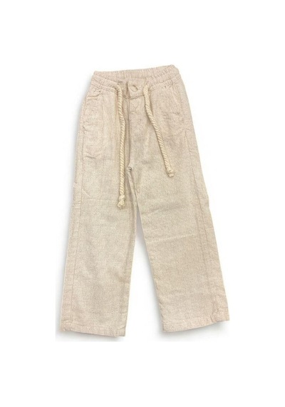 Nanica Kids Erkek Çocuk Kendinden Desenli Keten Pantolon-15704 Bej