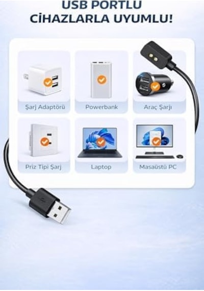 Xiaomi İle Uyumlu Mi Band 8/band 8 Pro/band 8 Active/band 9/band 10 Uyumlu Akıllı Saat Usb Şarj Aleti Kablosu