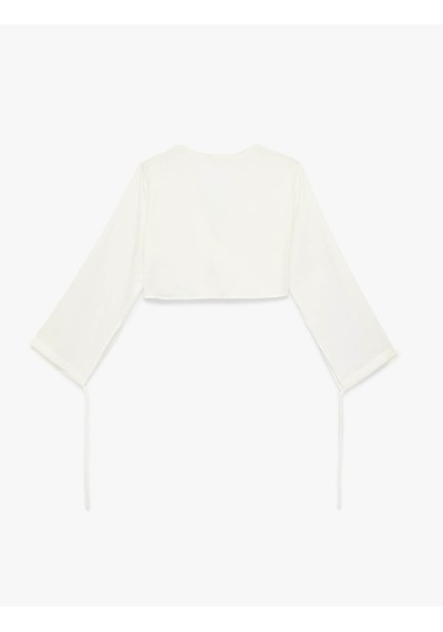 Koton V Yaka Crop Kadın Bluz 6sak60052pw Kırık Beyaz