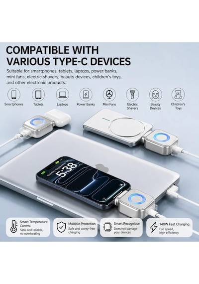 Type-c Akıllı Şarj Ayırıcı Otomatik Şarj Kesici Batarya Koruma Adaptörü Hızlı Şarj Destekli X01
