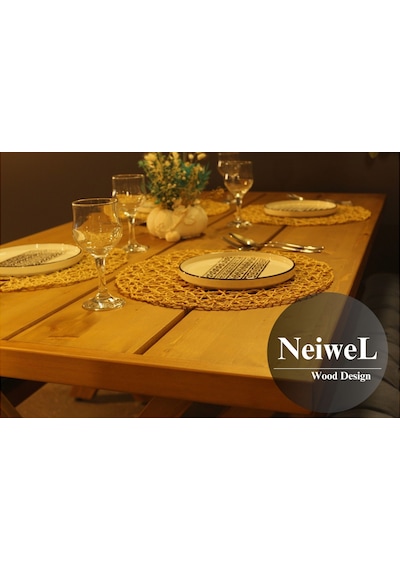 Neiwel Garden Sean Doğal Ahşap Bahçe Yemek Masası-70-100 Açık Ceviz