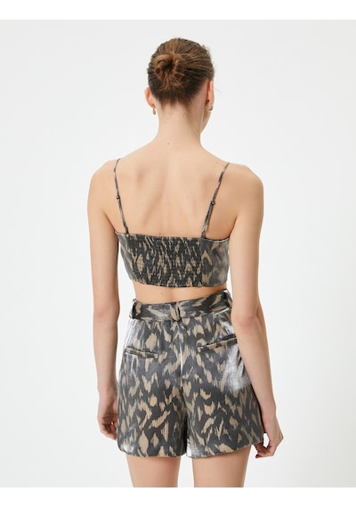 Koton Crop Üst Leopar Desenli İnce Askılı Jakarlı Standart Kesim Bej Desenli 4sak30022uw Ekru Koton Crop Üst Leopar Desenli İnce Askılı Jakarlı Standart Kesim Bej Desenli 4sak30022uw Ekru