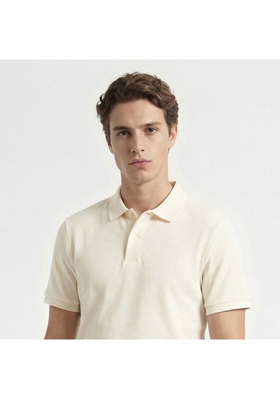 Nautica Erkek Krem Slim Fit Polo Yaka T-shirt Düz K65302t Krem