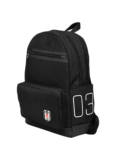 Beşiktaş Lisanslı Siyah Suni Deri Detaylı Sırt Çantası - 1903 Nakışlı Laptop Bölmeli Okul Çantası