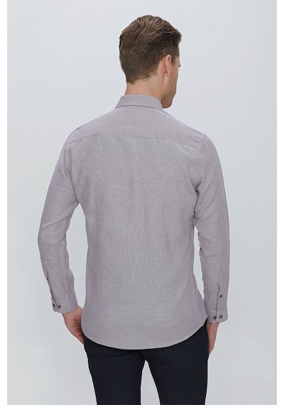 Efor Gk 672 Slim Fit Bordo Klasik Gömlek Bordo