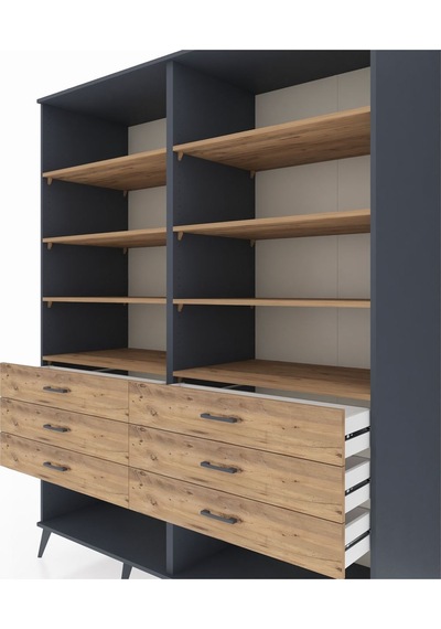 Kronos Gardrop 8 Raflı 6 Çekmeceli 176x59x221 Antrasit-çam Beyaz Kronos Gardrop 8 Raflı 6 Çekmeceli 176x59x221 Antrasit-çam Beyaz