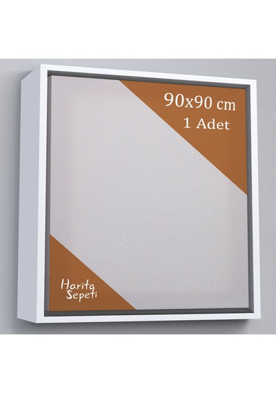 Beyaz Çerçeveli Tuval 90 x 90 CM Kare Profesyonel %100 Pamuk Boş Tablo