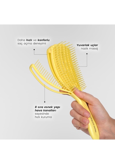 Airflex Multifonksiyonel Dolaşık Açıcı Saç Fırçası - Sarı