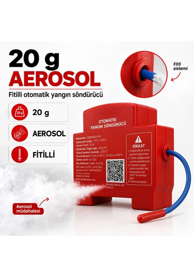 Elektrik Panosu Otomatik Yangın Söndürücü 20 Gr Aerosol Fitilli Sistem