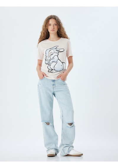 Koton Oversize Tişört Tavşan Baskılı Kısa Kollu Bisiklet Yaka Pembe 4sal11186ık Gül Koton Oversize Tişört Tavşan Baskılı Kısa Kollu Bisiklet Yaka Pembe 4sal11186ık Gül