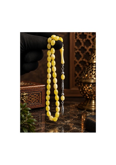 Erkek Hediyelik Beyrut Toz Kehribar Tesbih Beyzi Model Ahşap Kutulu Şık Özel Tasarım Sarı - 921480170 Sarı - 921480170 Sarı