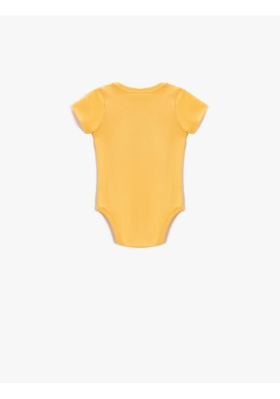 Koton Baskılı Kısa Kollu Çıtçıtlı Body Pamuklu Sarı 2ynb10427ok