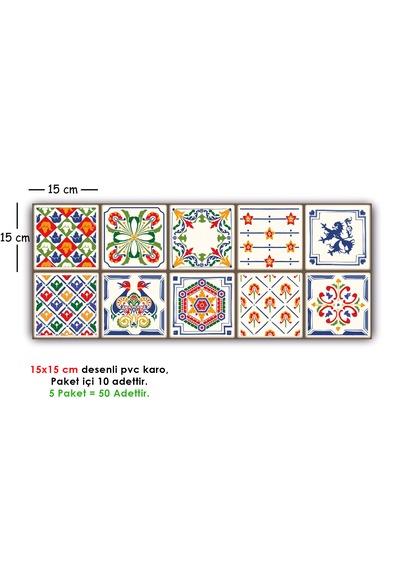 Kendinden Yapışkanlı Oyun Desenli Pvc Karo 15x15 Cm 5 Li Paket