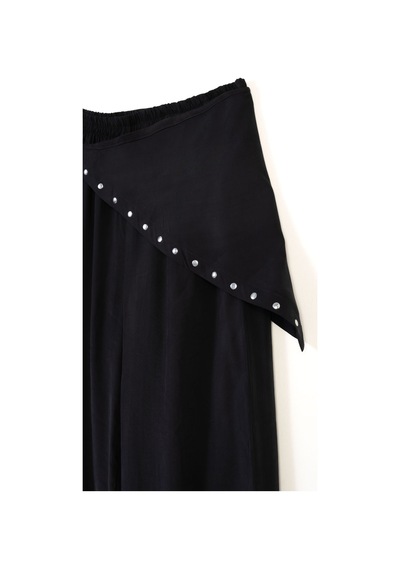 Fularlı Dökümlü Pantolon Siyah