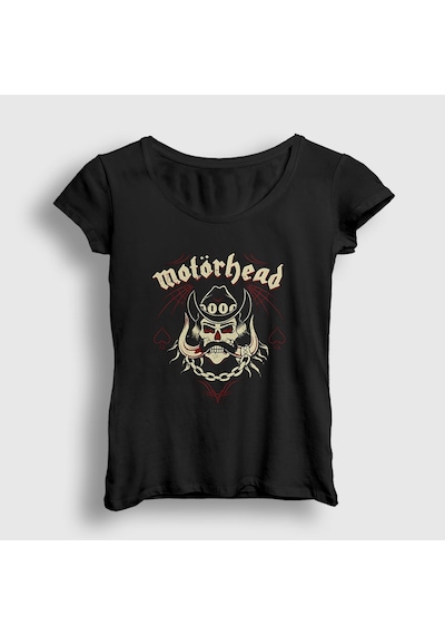 Presmono Kadın Skull Lemmy Motörhead T-shirt Siyah