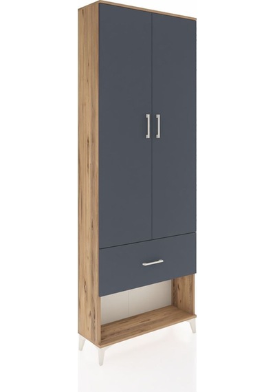 Arges Dolap Tek Raflı Tek Çekmeceli Tek Askılı 88x30x243 Çam-antrasit Atlas Çam