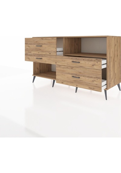 Kronos Konsol Tek Raflı 4 Çekmeceli 176x59x99 Çam-çam Çam-çam