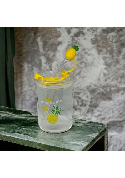 Ananas Tasarımlı Kupa Bardak Açık Bej