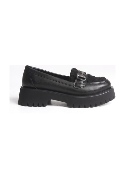 Belgi Kadın Üstü Peluş Loafer A019 - K613 Siyah