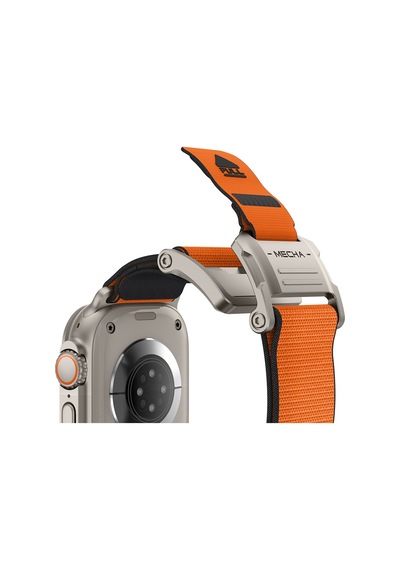 Watch 44mm Uyumlu Mohseven İwatch Mecha Sport Hasır Kordon Titanyum-turuncu