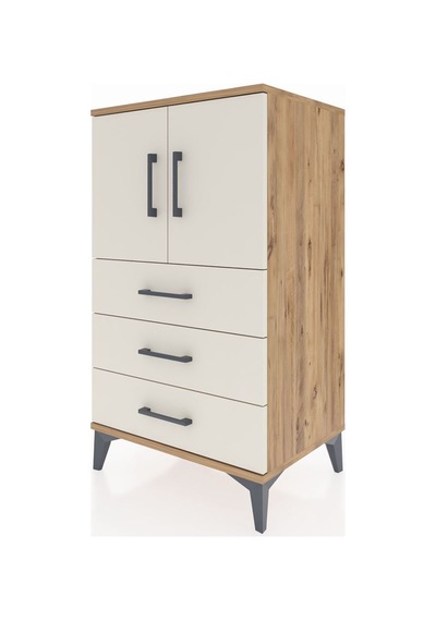 Hyperion Komodin 2 Raflı 3 Çekmeceli 2 Kapaklı 60x44x106 Çam-aytaşı Atlas Çam