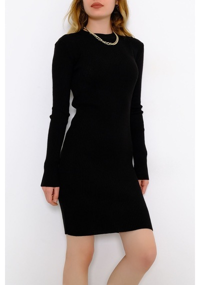 Bensu Store - Bisiklet Yaka Triko Elbise Siyah - 571.1612. 001