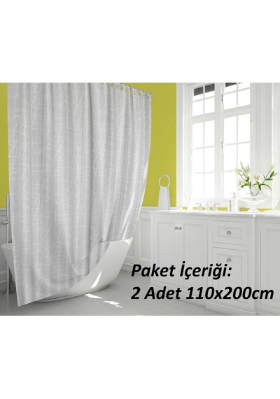 Tropik Home-mermerdesen Beyaz-çift Kanatlı Banyo Perdesi 110x200